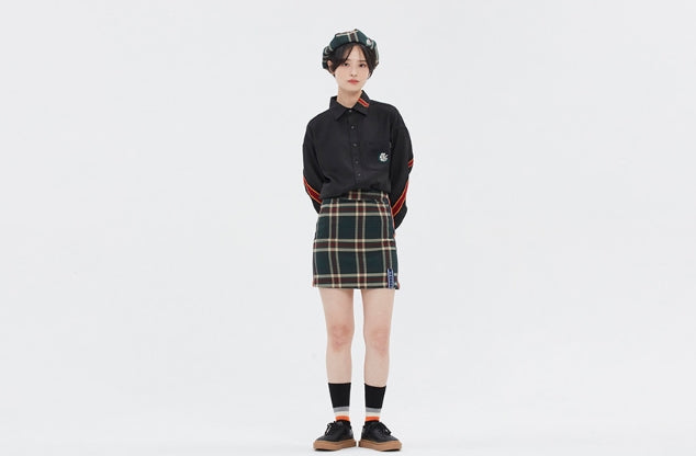 ロマンティッククラウン(ROMANTIC CROWN)  BACK LINE OVER FIT SHIRT_BLACK