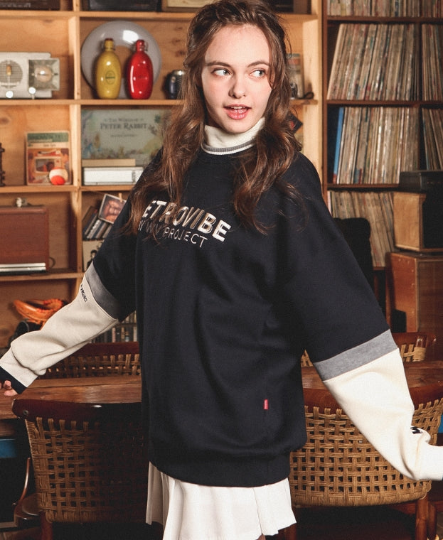 ダブルユーブイプロジェクト(WV PROJECT)  RETPOP SWEATSHIRT Navy MJMT7050