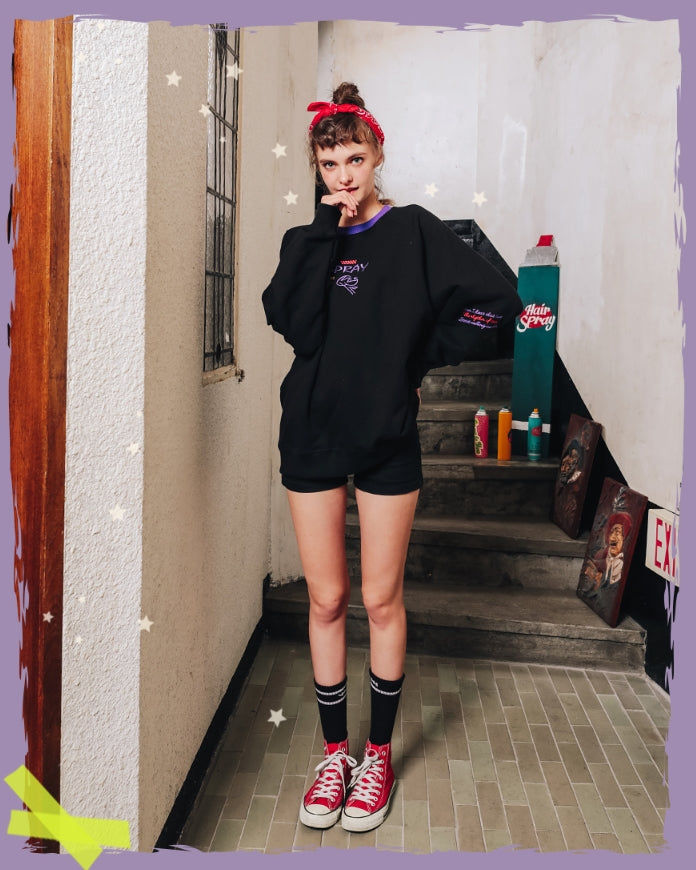 ダブルユーブイプロジェクト(WV PROJECT)SCRIBBLE SWEATSHIRT YRMT7205 (BLACK)