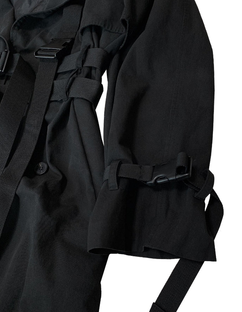 トレンディウビ(Trendywoobi) Black 3rope strap trenchcoat
