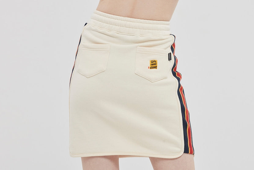 ロマンティッククラウン(ROMANTIC CROWN)   SIDE LINE SPORTS SKIRT_OATMEAL