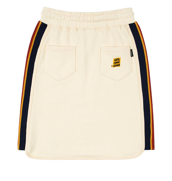 ロマンティッククラウン(ROMANTIC CROWN)   SIDE LINE SPORTS SKIRT_OATMEAL