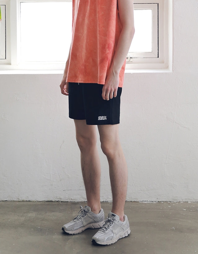 マスノウン(MASSNOUN) SL LOGO BASIC SHORT PANTS MSNSP003-BK