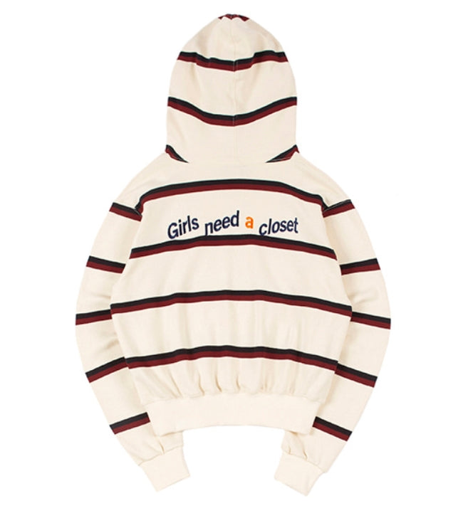 ロマンティッククラウン(ROMANTIC CROWN) GNAC STRIPE HOOD_OATMEAL