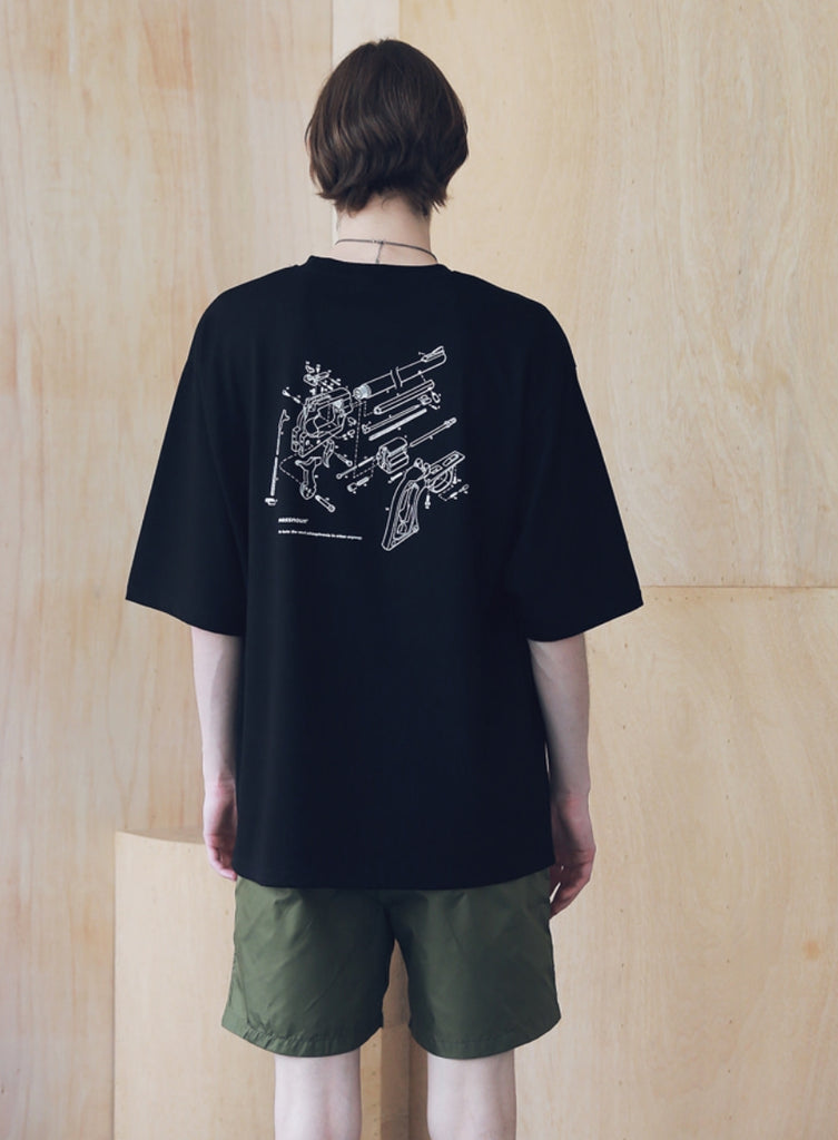 マスノウン(MASSNOUN) MSNU DISASSEMBLE OVERSIZED T-SHIRTS MSNTS005-BK