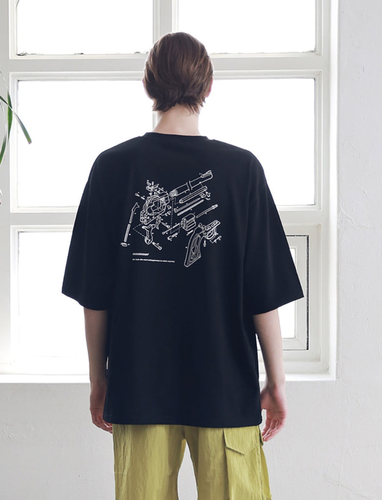 マスノウン(MASSNOUN) MSNU DISASSEMBLE OVERSIZED T-SHIRTS MSNTS005-BK