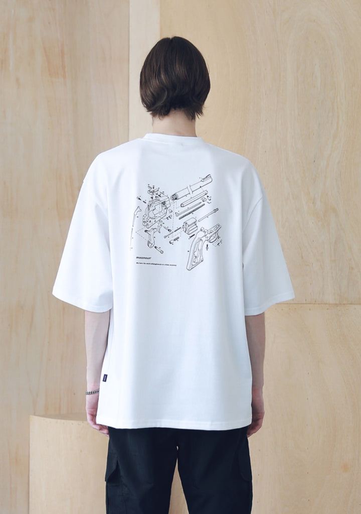 マスノウン(MASSNOUN) MSNU DISASSEMBLE OVERSIZED T-SHIRTS MSNTS005-WT