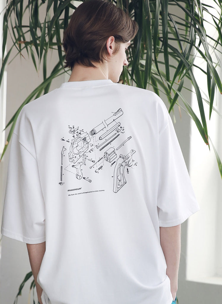 マスノウン(MASSNOUN) MSNU DISASSEMBLE OVERSIZED T-SHIRTS MSNTS005-WT