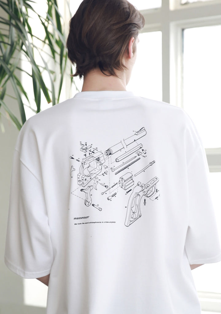 マスノウン(MASSNOUN) MSNU DISASSEMBLE OVERSIZED T-SHIRTS MSNTS005-WT