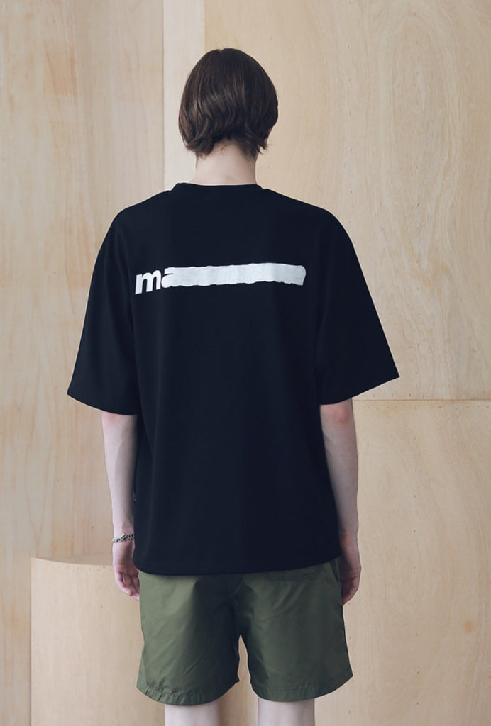 マスノウン(MASSNOUN) SL LOGO SEVERAL LINE OVERSIZED T-SHIRTS MSNTS006-BK