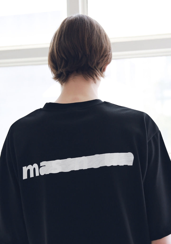 マスノウン(MASSNOUN) SL LOGO SEVERAL LINE OVERSIZED T-SHIRTS MSNTS006-BK