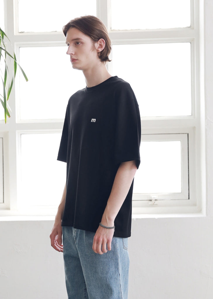 マスノウン(MASSNOUN) SL LOGO SEVERAL LINE OVERSIZED T-SHIRTS MSNTS006-BK