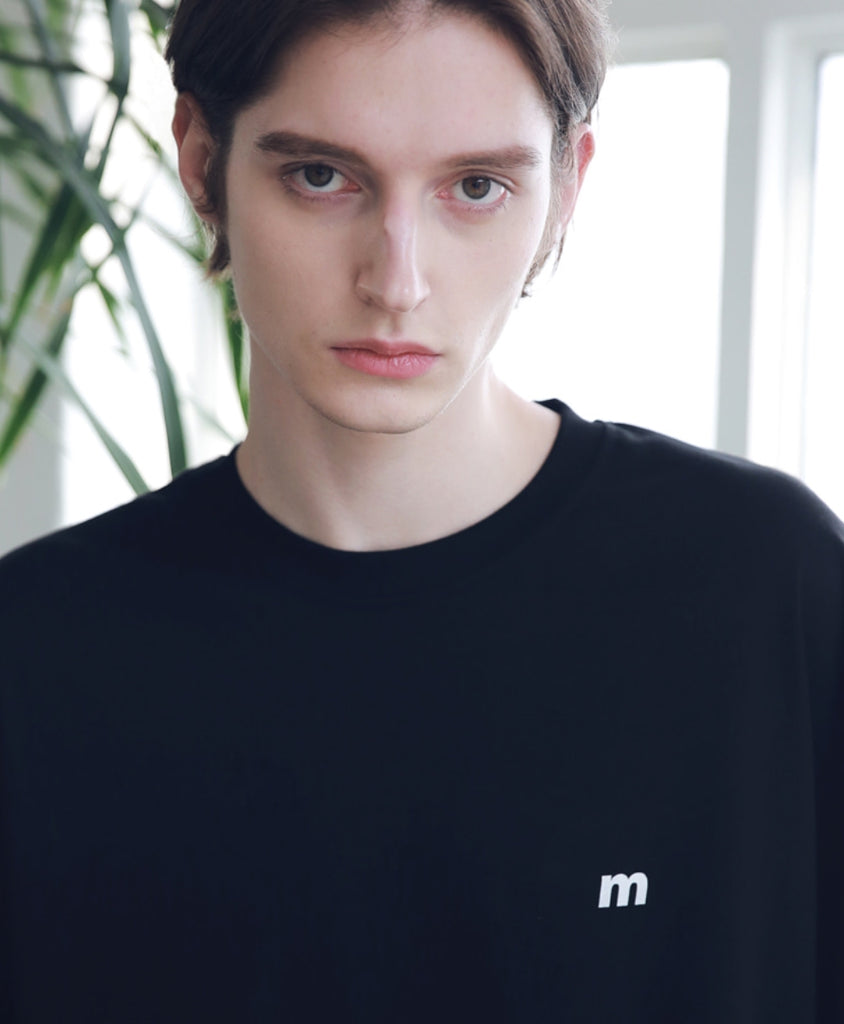 マスノウン(MASSNOUN) SL LOGO SEVERAL LINE OVERSIZED T-SHIRTS MSNTS006-BK