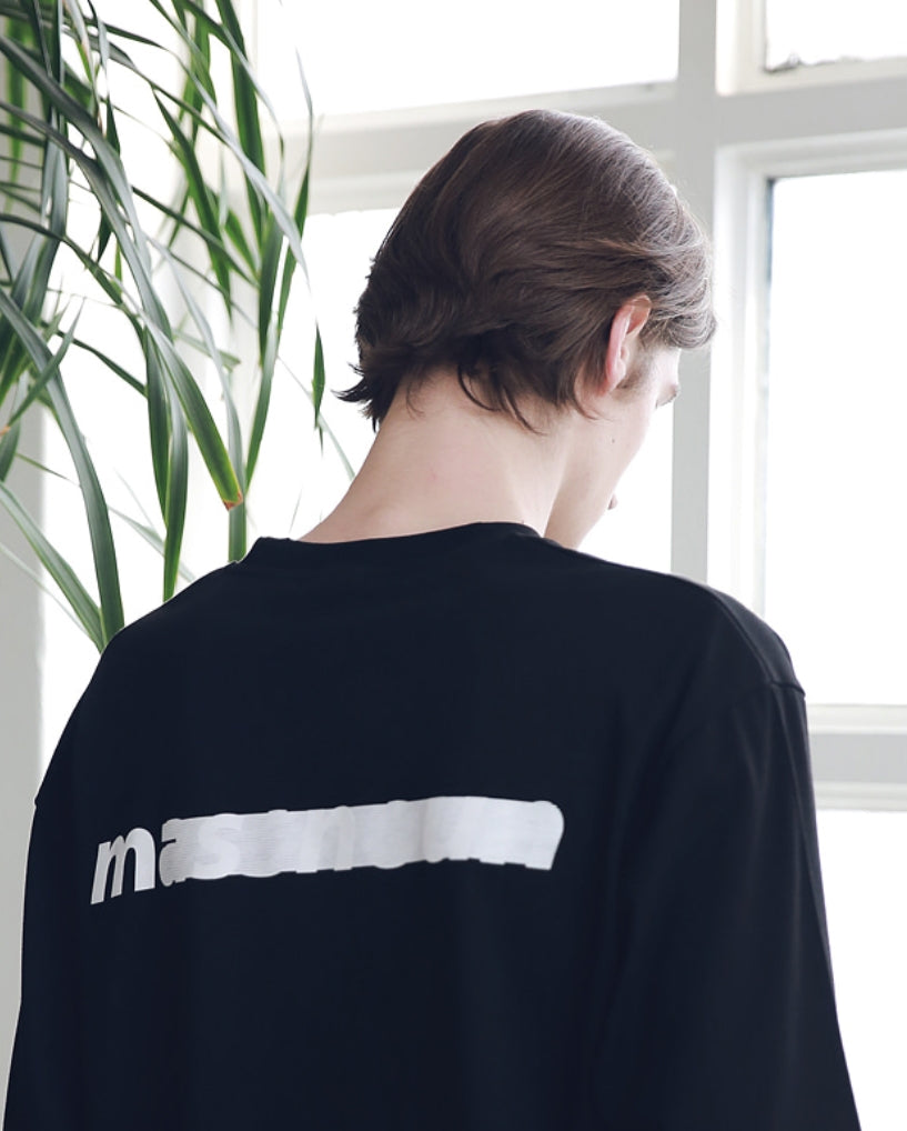 マスノウン(MASSNOUN) SL LOGO SEVERAL LINE OVERSIZED T-SHIRTS MSNTS006-BK