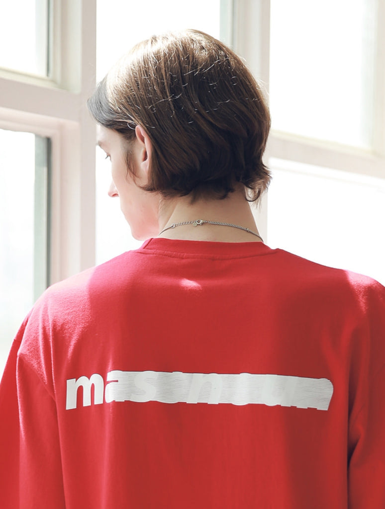 マスノウン(MASSNOUN) SL LOGO SEVERAL LINE OVERSIZED T-SHIRTS MSNTS006-RD