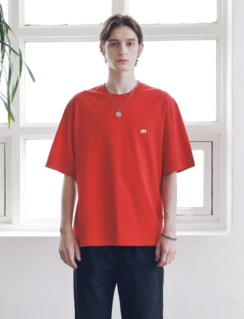マスノウン(MASSNOUN) SL LOGO SEVERAL LINE OVERSIZED T-SHIRTS MSNTS006-RD