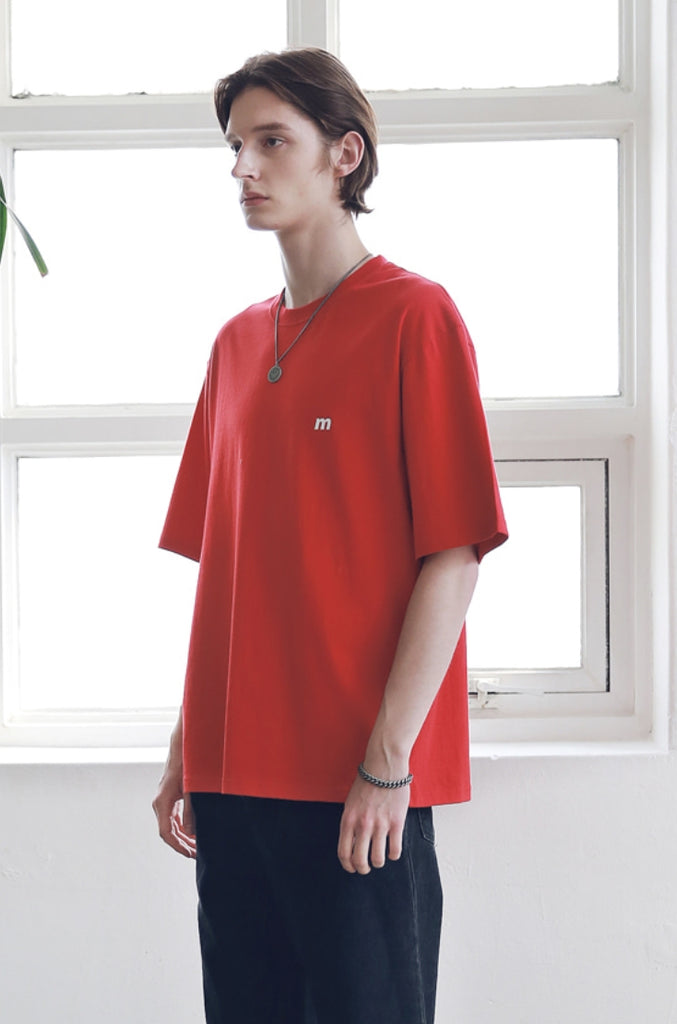 マスノウン(MASSNOUN) SL LOGO SEVERAL LINE OVERSIZED T-SHIRTS MSNTS006-RD