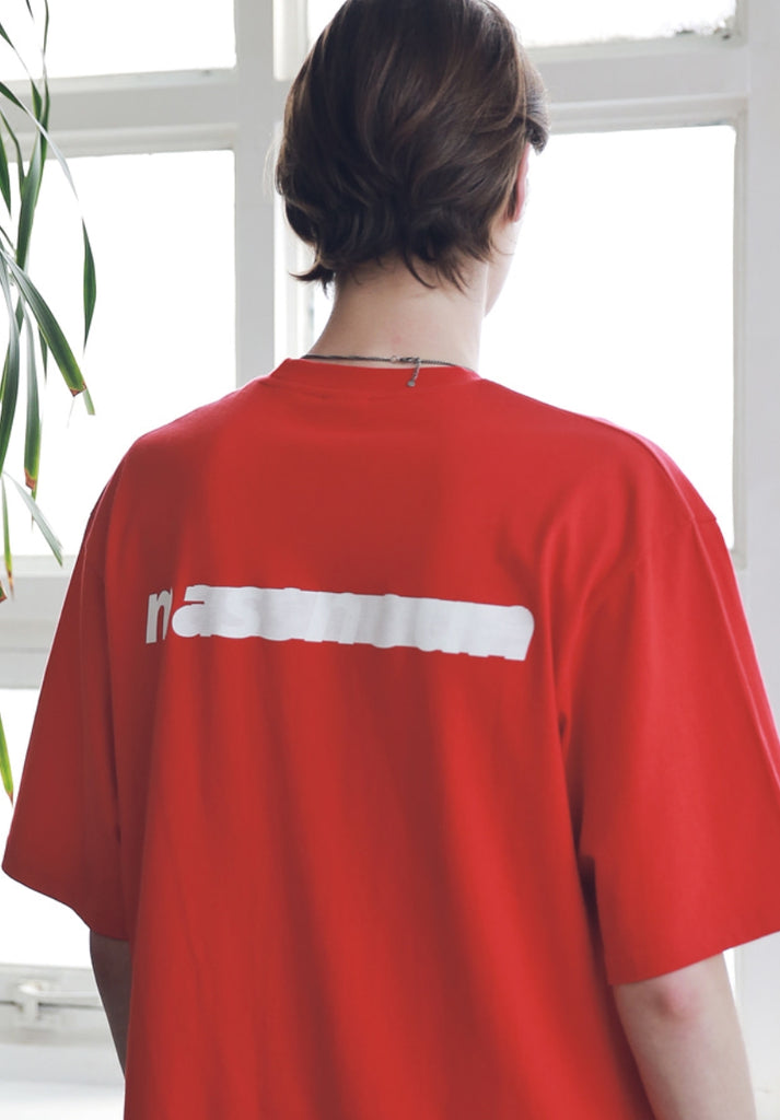マスノウン(MASSNOUN) SL LOGO SEVERAL LINE OVERSIZED T-SHIRTS MSNTS006-RD