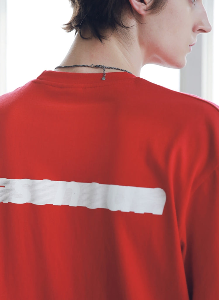 マスノウン(MASSNOUN) SL LOGO SEVERAL LINE OVERSIZED T-SHIRTS MSNTS006-RD