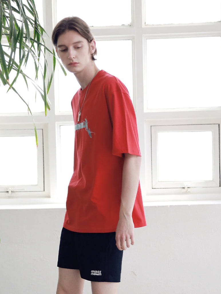 マスノウン(MASSNOUN) ADAPT LOGO OVERSIZED T-SHIRTS MSNTS007-RD