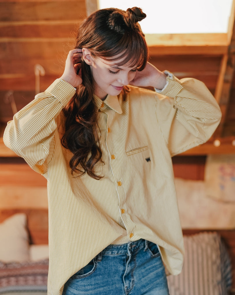 ダブルユーブイプロジェクト(WV PROJECT) PANO STRIPE SHIRTS YELLOW SYLS7309