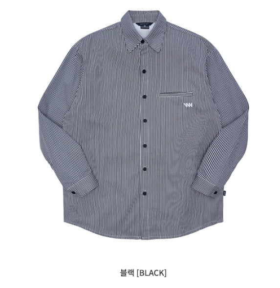 ダブルユーブイプロジェクト(WV PROJECT) PANO STRIPE SHIRTS BLACK SYLS7309