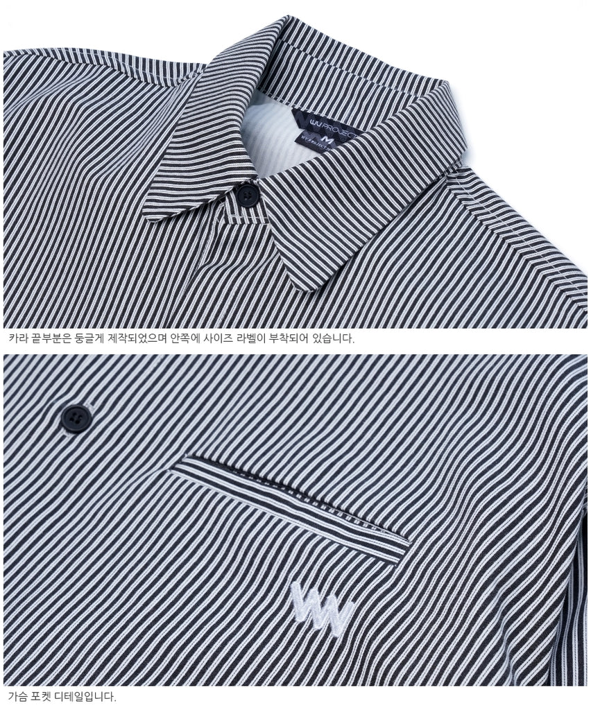 ダブルユーブイプロジェクト(WV PROJECT) PANO STRIPE SHIRTS BLACK SYLS7309