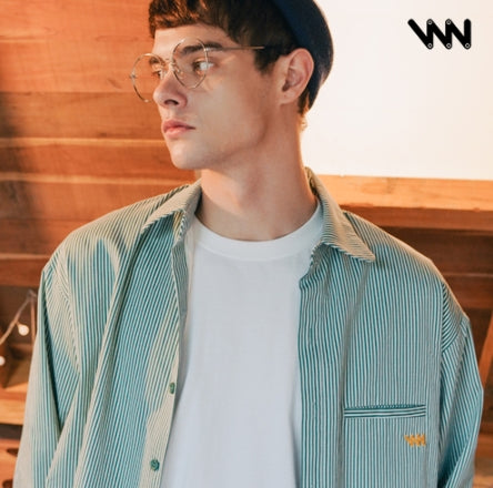 ダブルユーブイプロジェクト(WV PROJECT) PANO STRIPE SHIRTS GREEN SYLS7309