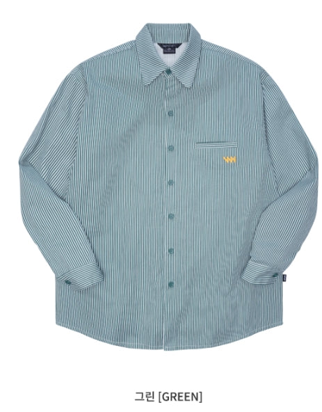 ダブルユーブイプロジェクト(WV PROJECT) PANO STRIPE SHIRTS GREEN SYLS7309