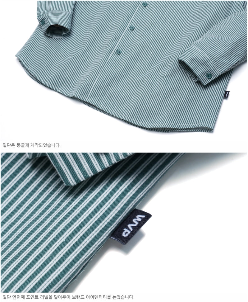 ダブルユーブイプロジェクト(WV PROJECT) PANO STRIPE SHIRTS GREEN SYLS7309