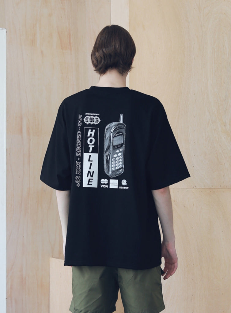 マスノウン(MASSNOUN) HOT-LINE OVERSIZED T-SHIRTS MSNTS008-BK