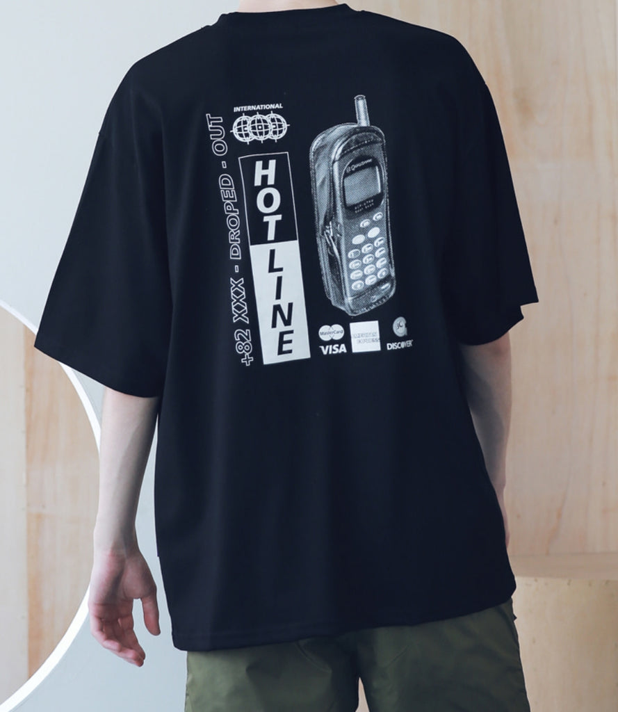 マスノウン(MASSNOUN) HOT-LINE OVERSIZED T-SHIRTS MSNTS008-BK