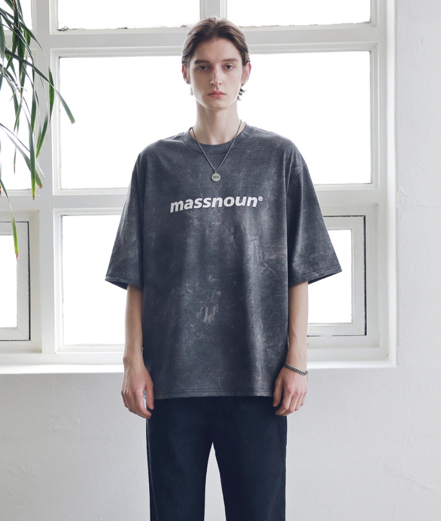 マスノウン(MASSNOUN) SL LOGO TIE-DYE OVERSIZED T-SHIRTS MSNTS009-BK