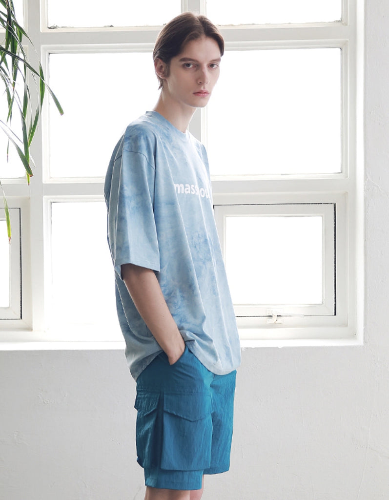 マスノウン(MASSNOUN) SL LOGO TIE-DYE OVERSIZED T-SHIRTS MSNTS009-BL
