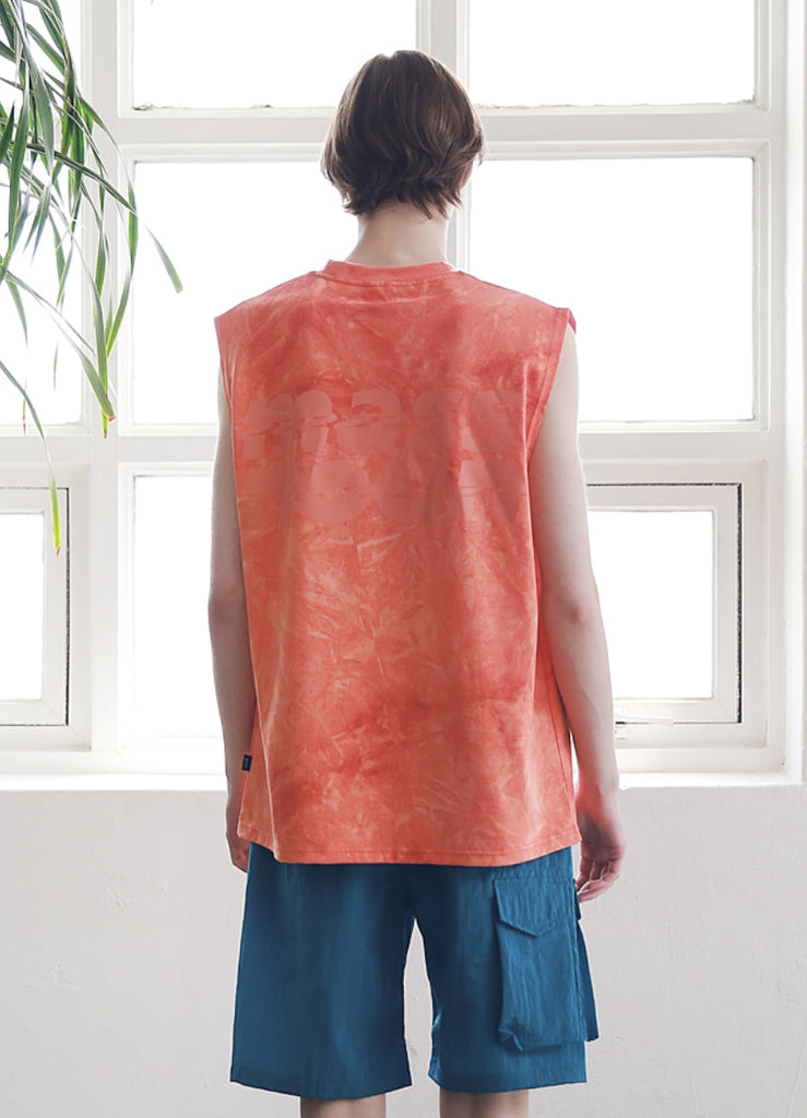 マスノウン(MASSNOUN) SL LOGO TIE-DYE OVERSIZED SLEEVELESS MSNSV002-CR