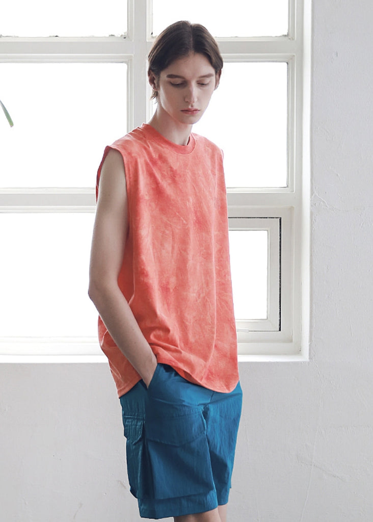 マスノウン(MASSNOUN) SL LOGO TIE-DYE OVERSIZED SLEEVELESS MSNSV002-CR