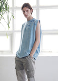 マスノウン(MASSNOUN) SL LOGO TIE-DYE OVERSIZED SLEEVELESS MSNSV002-BL
