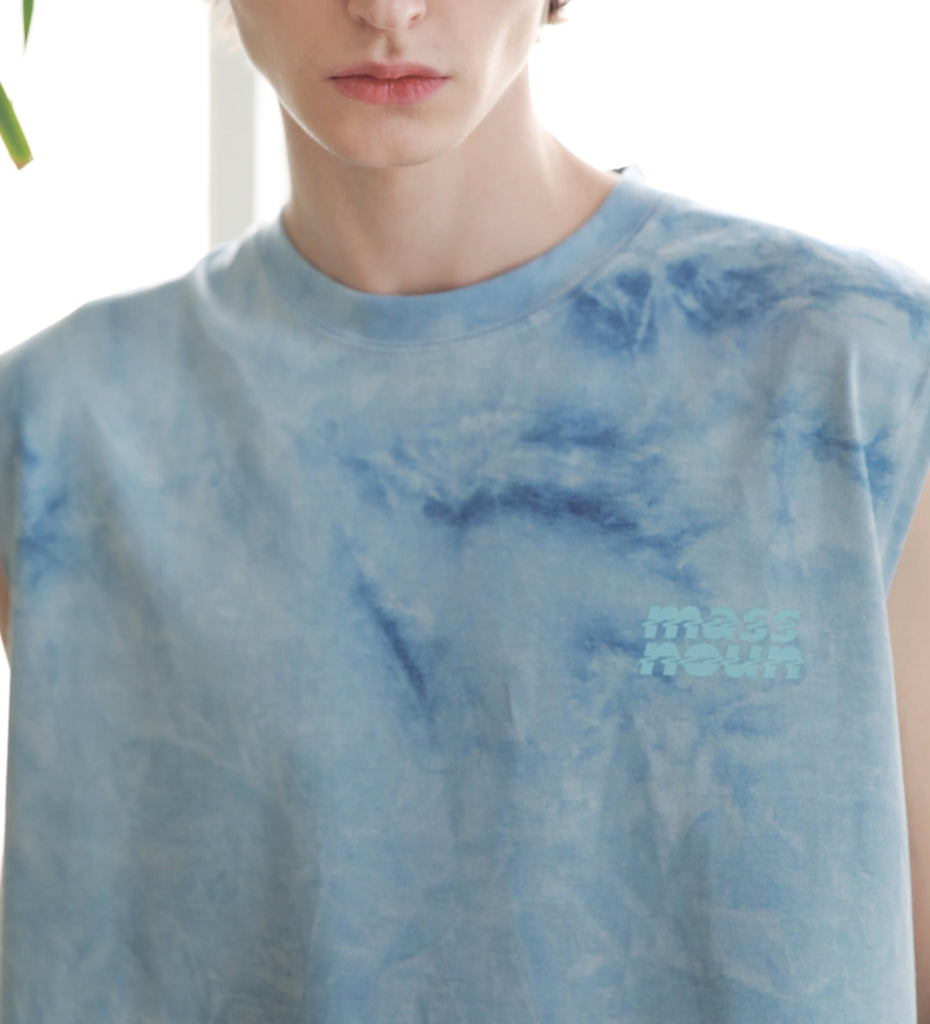 マスノウン(MASSNOUN) SL LOGO TIE-DYE OVERSIZED SLEEVELESS MSNSV002-BL