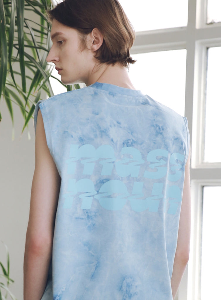 マスノウン(MASSNOUN) SL LOGO TIE-DYE OVERSIZED SLEEVELESS MSNSV002-BL