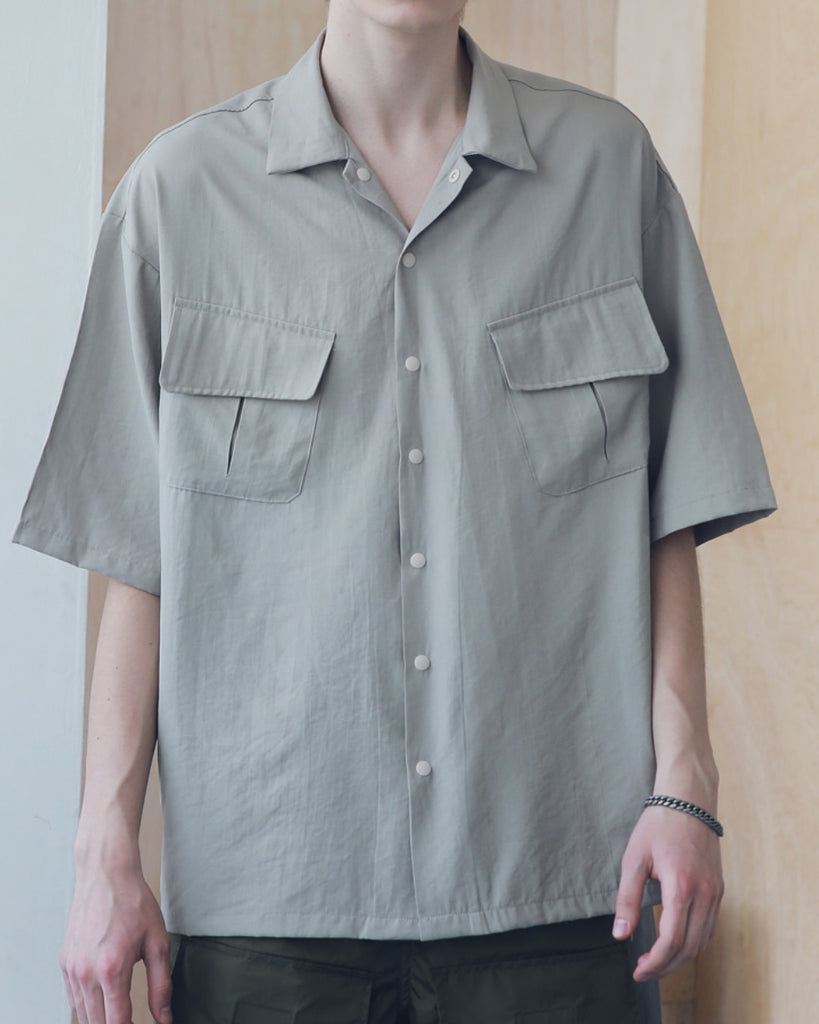 マスノウン(MASSNOUN) SL LOGO ZIGZAG TWO POCKET SHORT SHIRTS MSNST004-BG