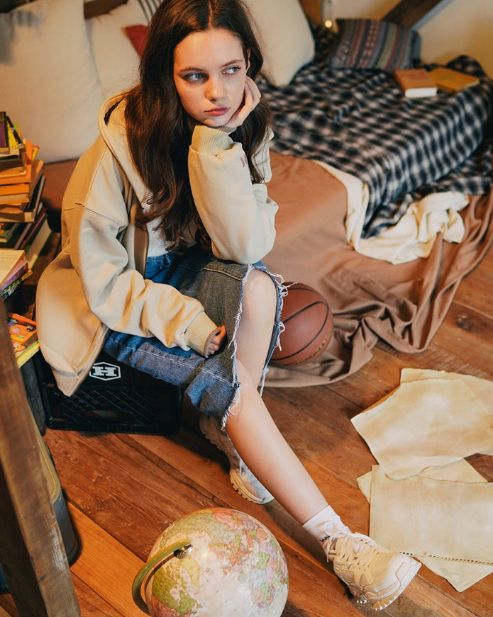 ダブルユーブイプロジェクト(WV PROJECT) VEINING ZIP-UP LIGHTBEIGE MJHD7307