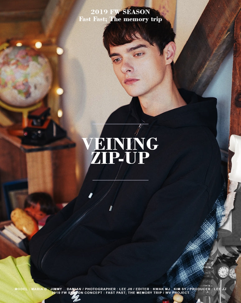 ダブルユーブイプロジェクト(WV PROJECT) VEINING ZIP-UP BLACK MJHD7307
