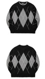 ティーダブリューエヌ(TWN) LOOSE FILL ARGYLE KNIT (4color) JEKN3230