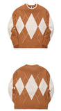 ティーダブリューエヌ(TWN) LOOSE FILL ARGYLE KNIT (4color) JEKN3230