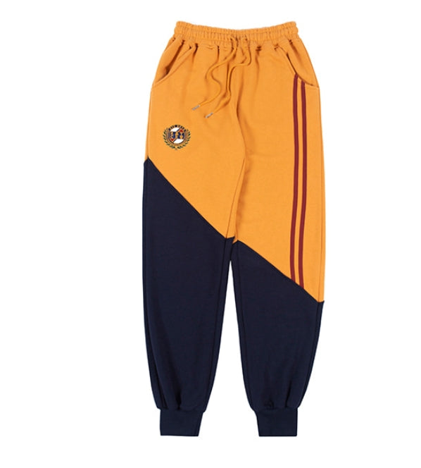 ロマンティッククラウン(ROMANTIC CROWN) COLOR BLOCK LOGO SWEAT PANTS_YELLOW