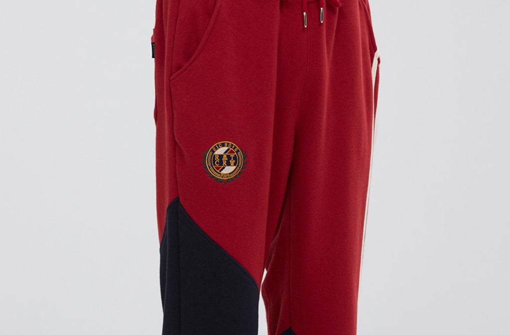 ロマンティッククラウン(ROMANTIC CROWN) COLOR BLOCK LOGO SWEAT PANTS_BURGUNDY
