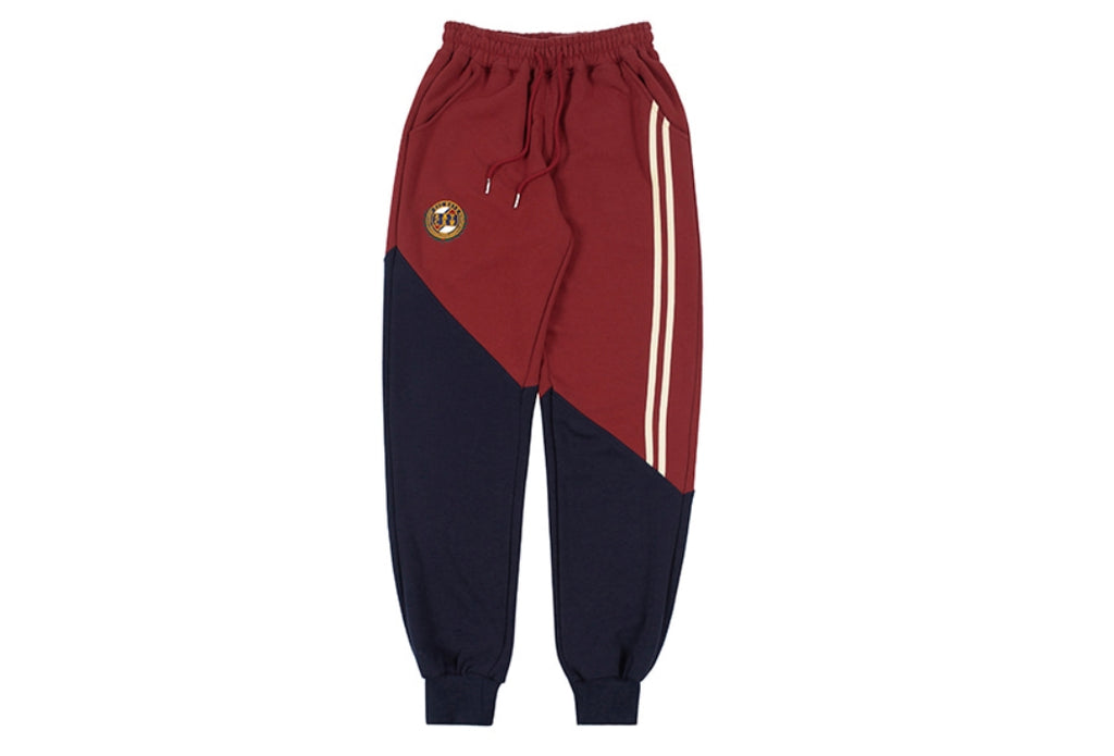 ロマンティッククラウン(ROMANTIC CROWN) COLOR BLOCK LOGO SWEAT PANTS_BURGUNDY