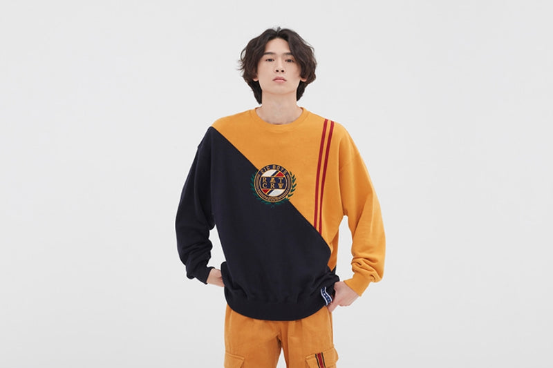 ロマンティッククラウン(ROMANTIC CROWN) COLOR BLOCK LOGO SWEATSHIRT_YELLOW