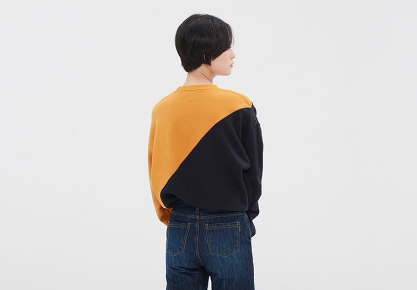 ロマンティッククラウン(ROMANTIC CROWN) COLOR BLOCK LOGO SWEATSHIRT_YELLOW