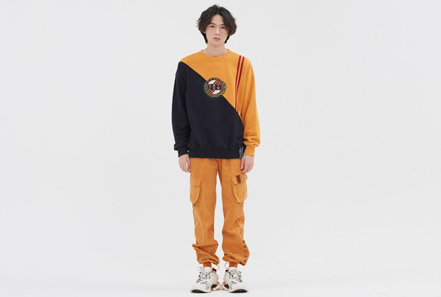 ロマンティッククラウン(ROMANTIC CROWN) COLOR BLOCK LOGO SWEATSHIRT_YELLOW